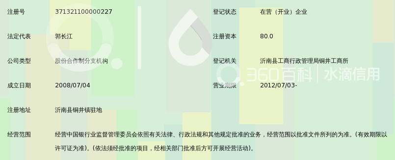 沂南县农村信用合作联社铜井信用社