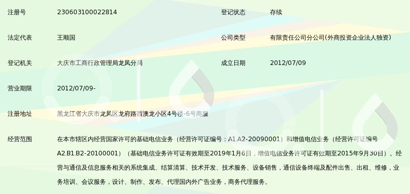 中国移动通信集团黑龙江有限公司大庆市龙凤分