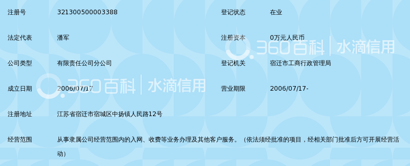 中国移动通信集团江苏有限公司宿迁分公司宿城