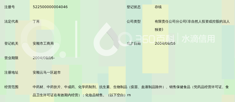 贵州福林堂药业连锁有限公司安顺福鑫大药房二