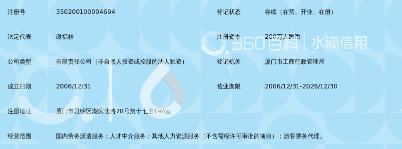 厦门外服人力资源服务有限公司_360百科