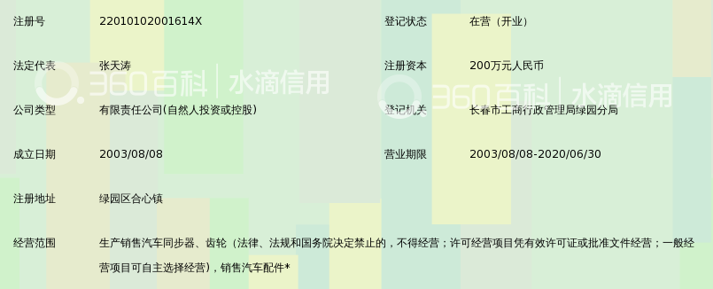 长春市天达汽车同步器齿轮制造有限公司_360