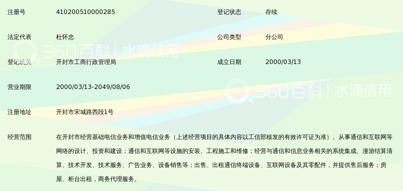 中国移动通信集团河南有限公司开封分公司