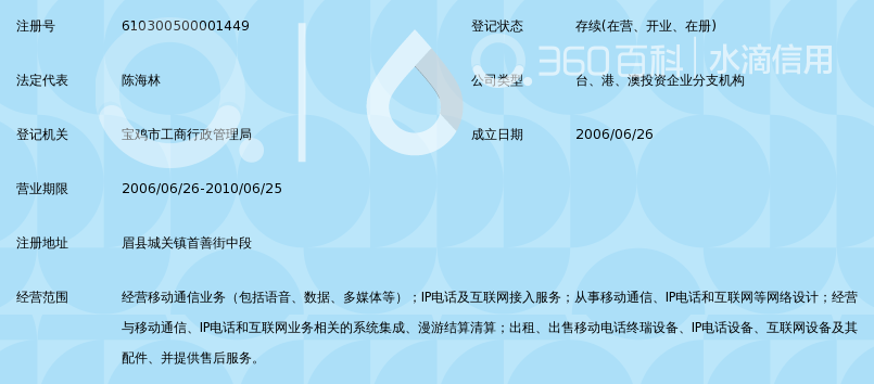 中国移动通信集团陕西有限公司眉县分公司首善