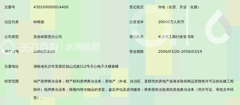 湖南通程典当有限责任公司