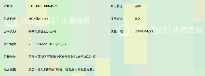西安万业房地产开发有限公司万德营销部