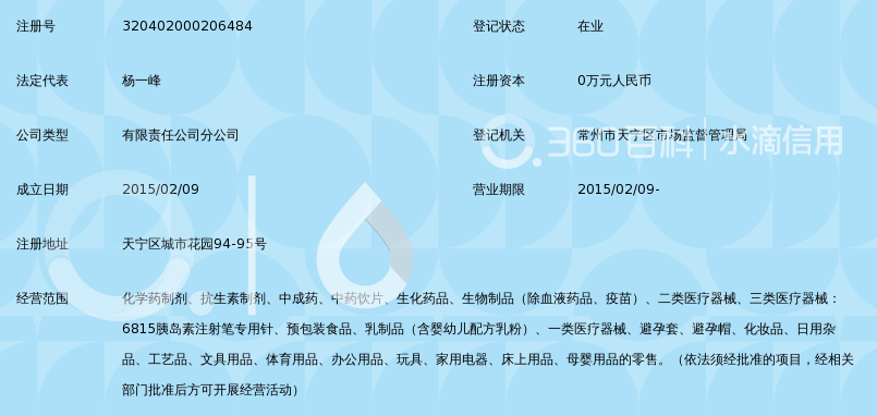 恒泰人民(江苏)大药房连锁有限公司常州城市花